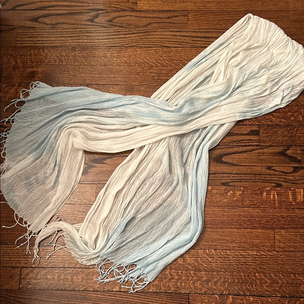 Elegant White and Blue Women's Scarf